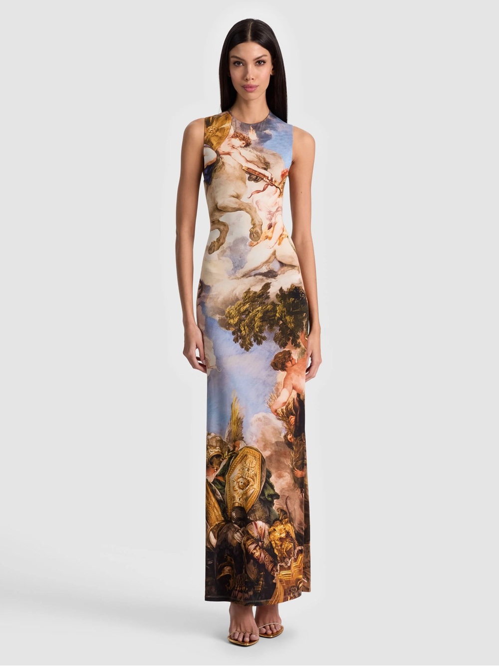 Alice + Olivia Delora Renaissance-Print Open Back Sleeveless Maxi Dress - Picture 1 of 6